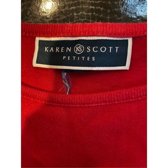 Karen Scott women’s long sleeve, red black lab dog T-shirt, size large  - Picture 4 of 4